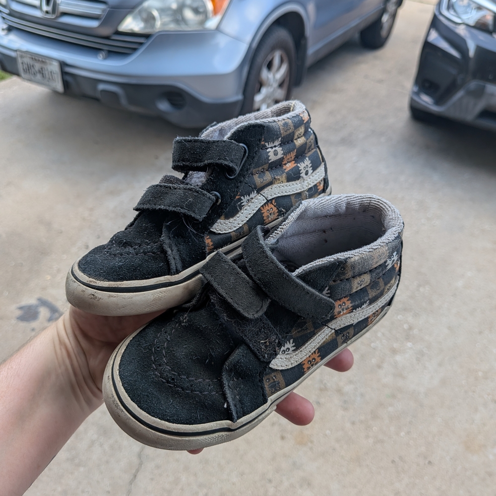 Vans Kids Black and Brown Checkered Sneakers